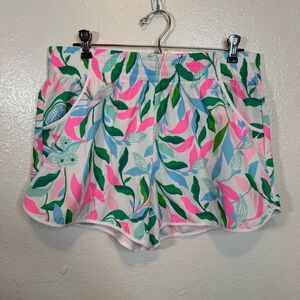 Lilly Pulitzer Luxletic Backcourt Shorts Holding Court Floral Shorts Size Medium